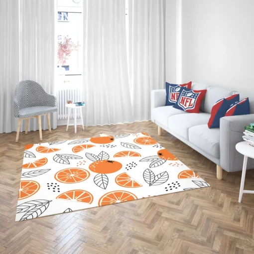 Sketch Orange White Background Rug 2