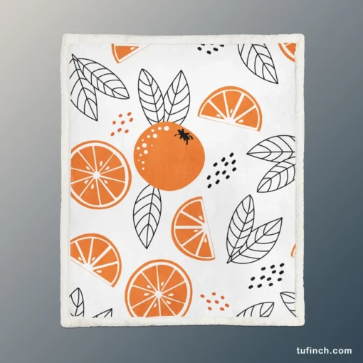 Sketch Orange White Background Sherpa Fleece Blanket 1