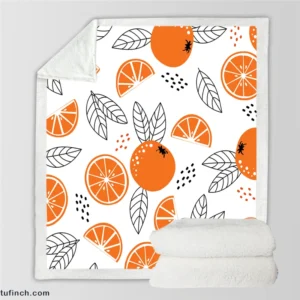 Sketch Orange White Background Sherpa Fleece Blanket