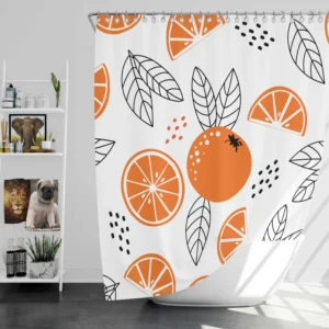 Sketch Orange White Background Shower Curtain