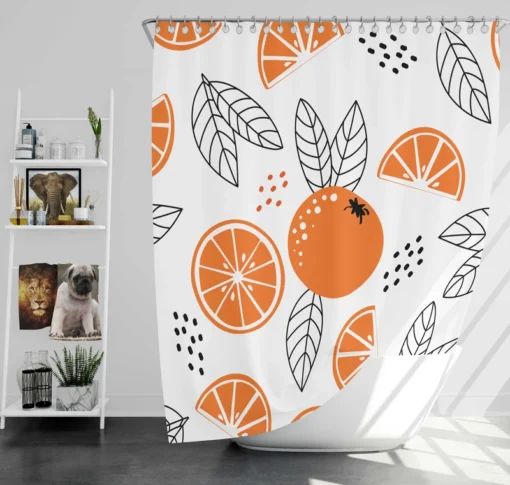 Sketch Orange White Background Shower Curtain