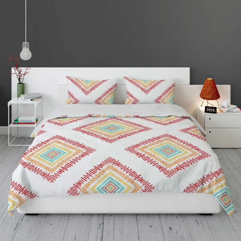 Sketched Ethnic Square Tribal Pattern Bedding Set 1