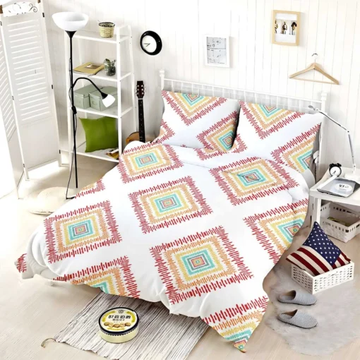 Sketched Ethnic Square Tribal Pattern Bedding Set