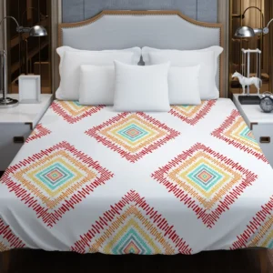 Sketched Ethnic Square Tribal Pattern Duvet Cover