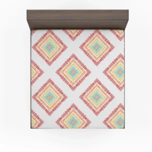 Sketched Ethnic Square Tribal Pattern Fitted Sheet