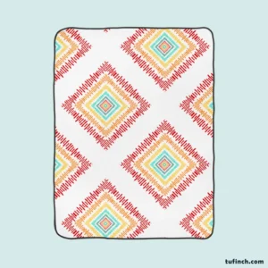 Sketched Ethnic Square Tribal Pattern Fleece Blanket 1