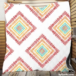 Sketched Ethnic Square Tribal Pattern Quilt Blanket