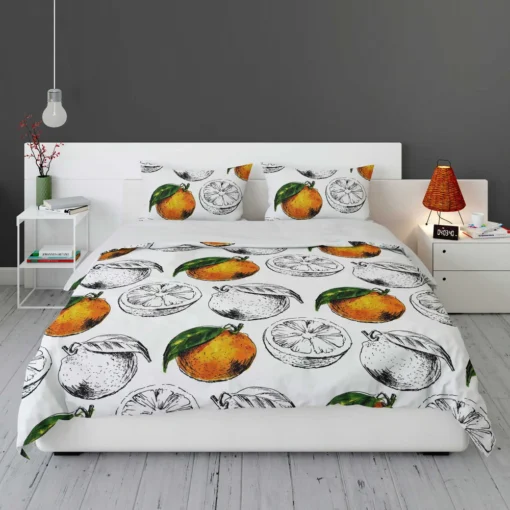 Sketched Orange Design Bedding Set 1