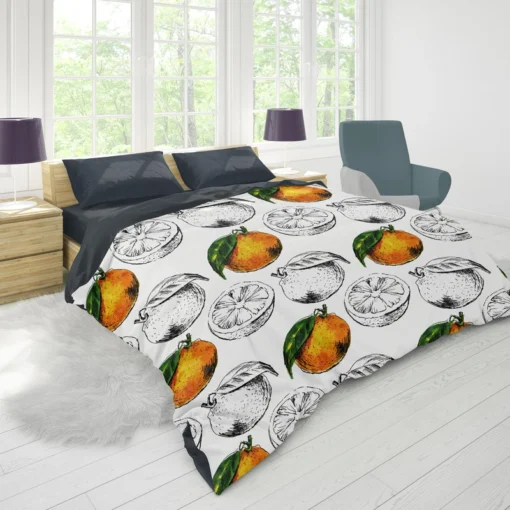 Sketched Orange Design Duvet Cover 1