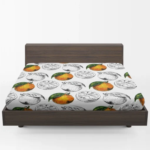 Sketched Orange Design Fitted Sheet 1