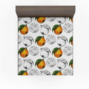 Sketched Orange Design Fitted Sheet