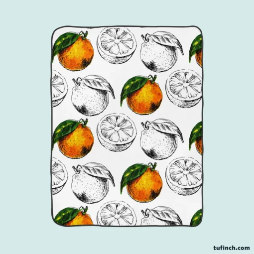 Sketched Orange Design Fleece Blanket 1