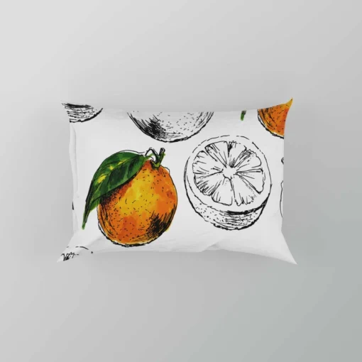 Sketched Orange Design Pillow Case