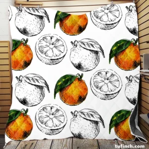 Sketched Orange Design Quilt Blanket