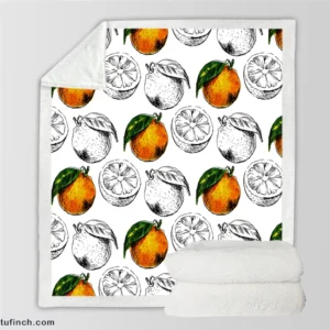 Sketched Orange Design Sherpa Fleece Blanket