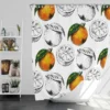 Sketched Orange Design Shower Curtain