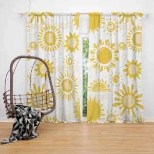 Sketched Sun Pattern Curtain