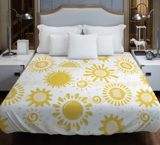 Sketched Sun Pattern Duvet Cover