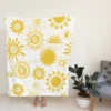 Sketched Sun Pattern Fleece Blanket