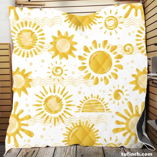 Sketched Sun Pattern Quilt Blanket