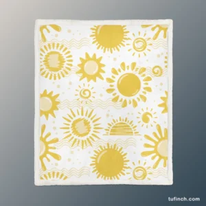 Sketched Sun Pattern Sherpa Fleece Blanket 1