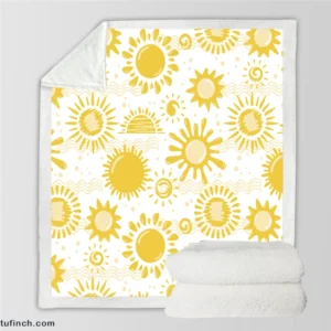 Sketched Sun Pattern Sherpa Fleece Blanket