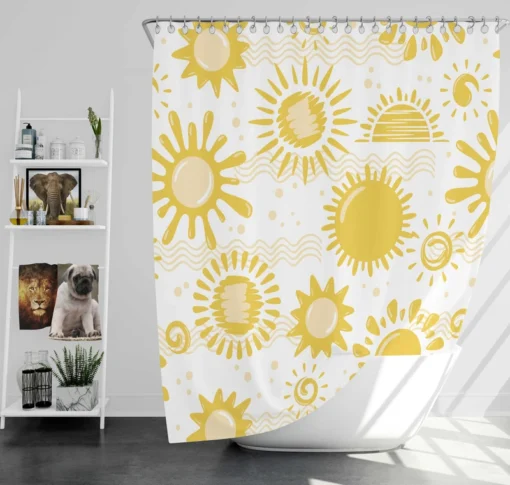 Sketched Sun Pattern Shower Curtain