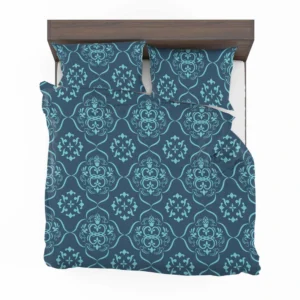 Sky Blue And Aegean Damask Pattern Bedding Set 2