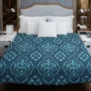 Sky Blue And Aegean Damask Pattern Duvet Cover