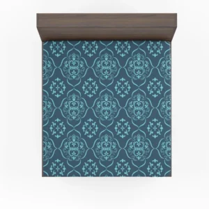 Sky Blue And Aegean Damask Pattern Fitted Sheet