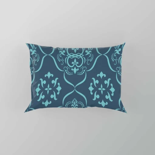 Sky Blue And Aegean Damask Pattern Pillow Case