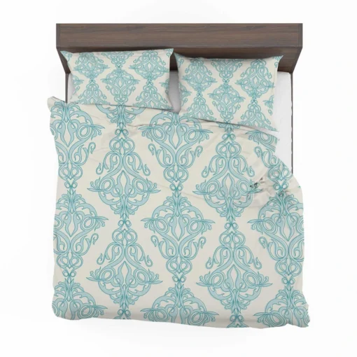 Sky Blue Classic Damask Design Bedding Set 2