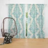 Sky Blue Classic Damask Design Curtain