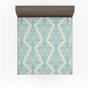 Sky Blue Classic Damask Design Fitted Sheet