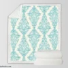 Sky Blue Classic Damask Design Sherpa Fleece Blanket