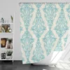 Sky Blue Classic Damask Design Shower Curtain