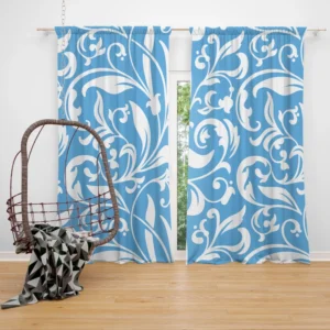 Sky Blue Flower Pattern Curtain