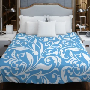 Sky Blue Flower Pattern Duvet Cover