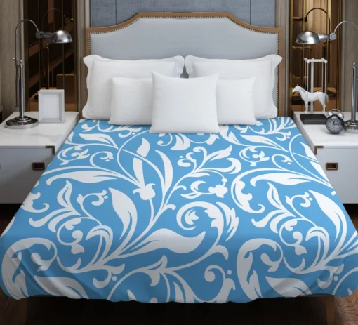 Sky Blue Flower Pattern Duvet Cover