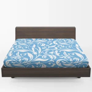 Sky Blue Flower Pattern Fitted Sheet 1