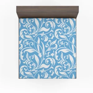 Sky Blue Flower Pattern Fitted Sheet