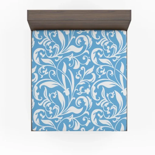 Sky Blue Flower Pattern Fitted Sheet