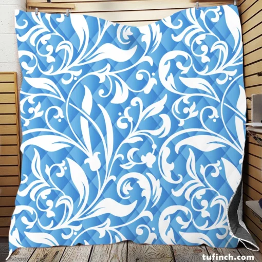 Sky Blue Flower Pattern Quilt Blanket