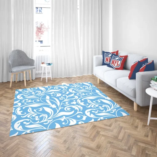 Sky Blue Flower Pattern Rug 2