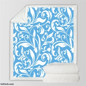 Sky Blue Flower Pattern Sherpa Fleece Blanket