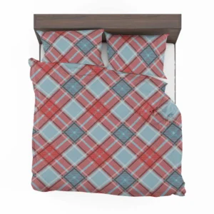 Sky Blue Red Scottish Tartan Plaid Bedding Set 2