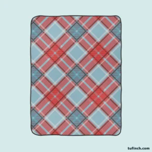 Sky Blue Red Scottish Tartan Plaid Fleece Blanket 1