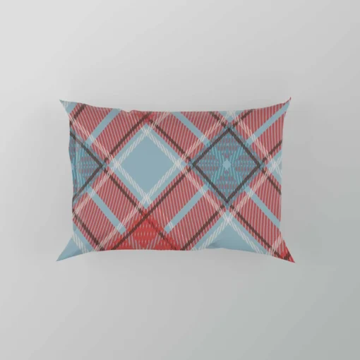 Sky Blue Red Scottish Tartan Plaid Pillow Case