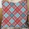 Sky Blue Red Scottish Tartan Plaid Quilt Blanket