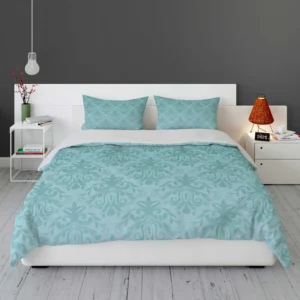 Sky Blue Vintage Damask Bedding Set 1